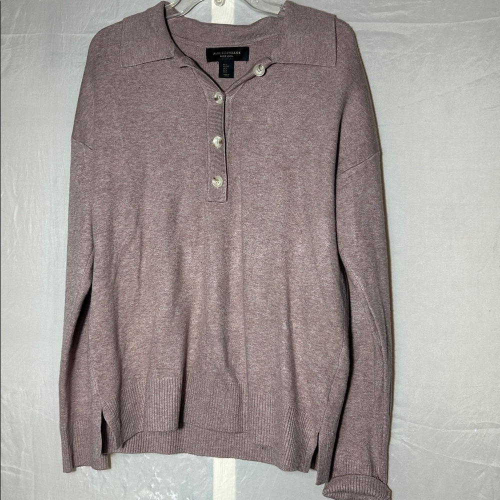Paul Costelloe Pastel Pink V-Neck Knit Sweater